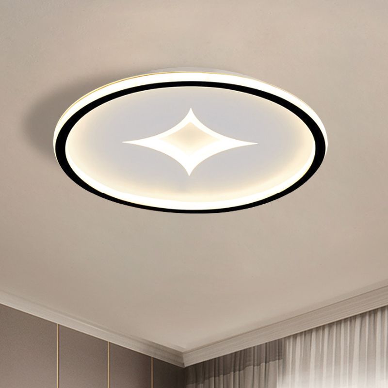 Round Flush Mount Lamp Simple Acrylic Black/Gold LED Flushmount Lighting in Warm/White Light for Bedroom