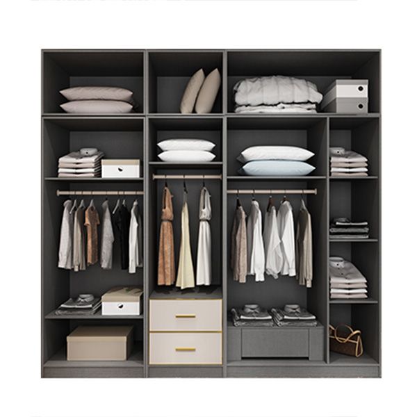 Contemporary Wardrobe Closet with Shelves Engineered Wood Wardrobe Armoire