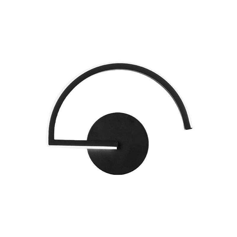 Minimalist Half-Circle Metal Sconce Ideas LED Wall Mounted Lighting Fixture in Black with Open Design, Warm/White Light