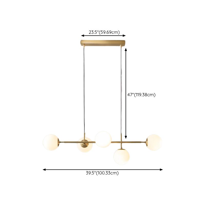 Modern Style Ball Shape Island Pendants Glass Pendant Lights in Gold for Dining Room
