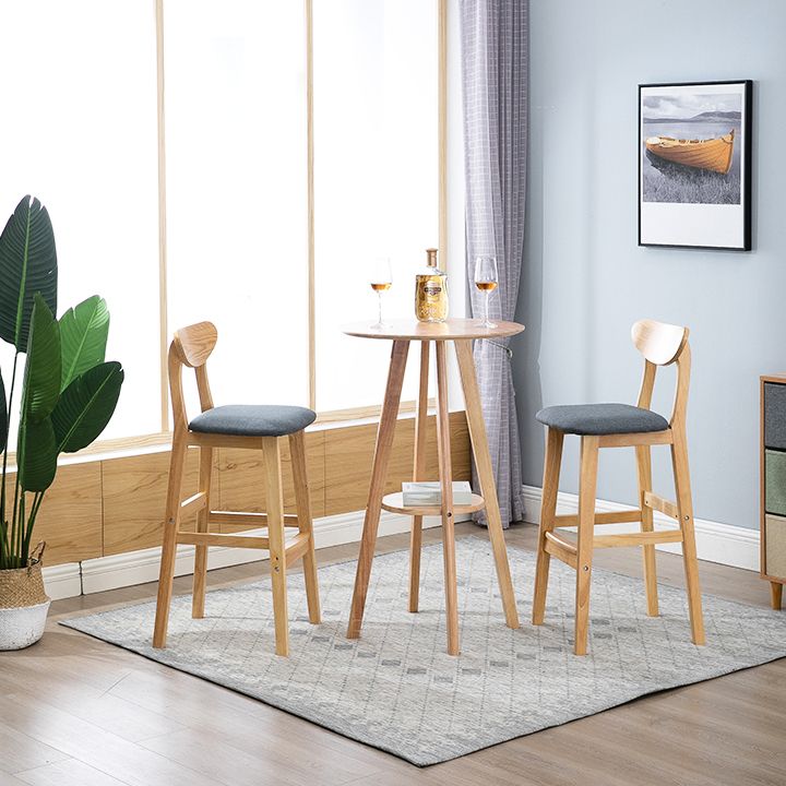 Scandinavian Oak Wood Home Stool Matte Finish Upholstered Bar Stools