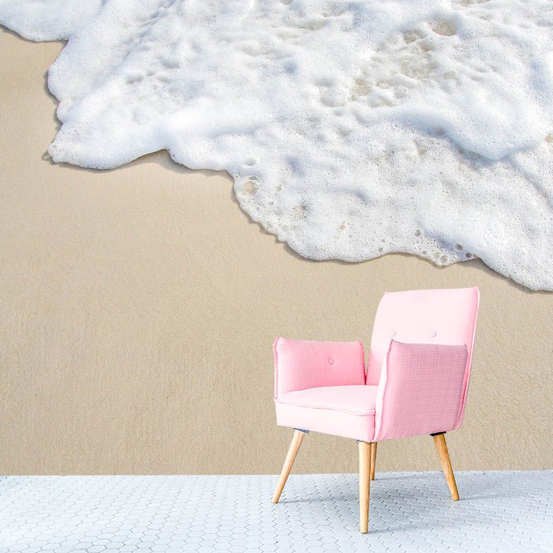 Sea Bench Photography Wall Mural Living Room Tropical Peel and Stick Mildew Resistant