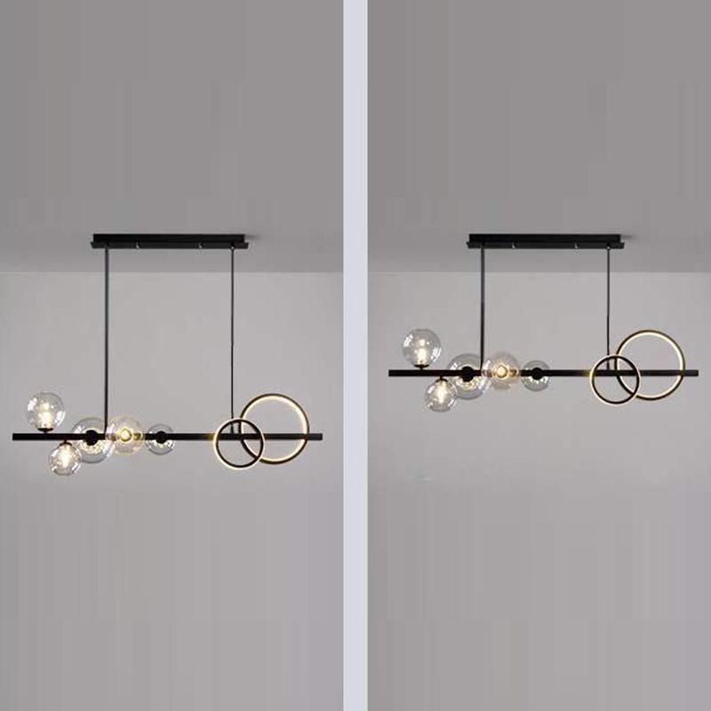 Black 7-Light Modernism Ceiling Light LED Kitchen Island Lighting for Foyer