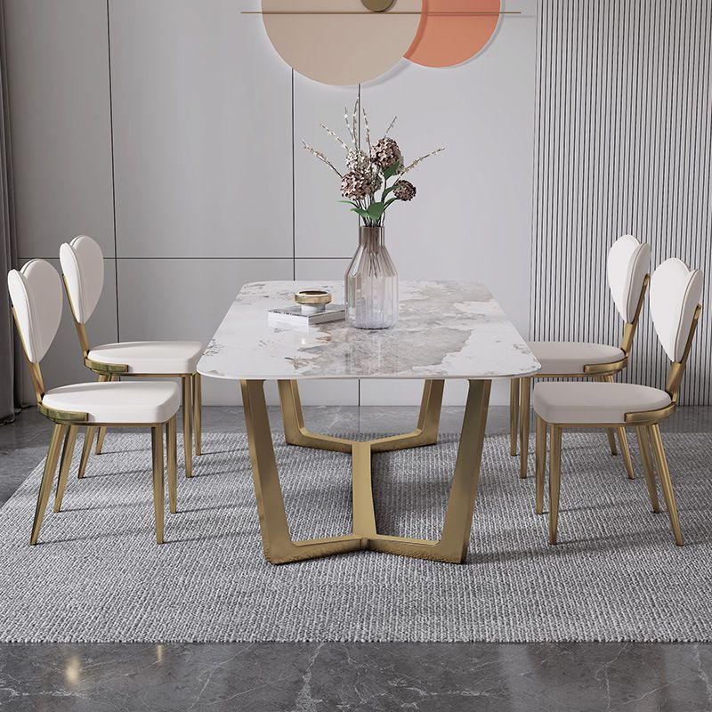 Faux Leather Kitchen Dining Chairs Glam Side Chairs with Metal Base