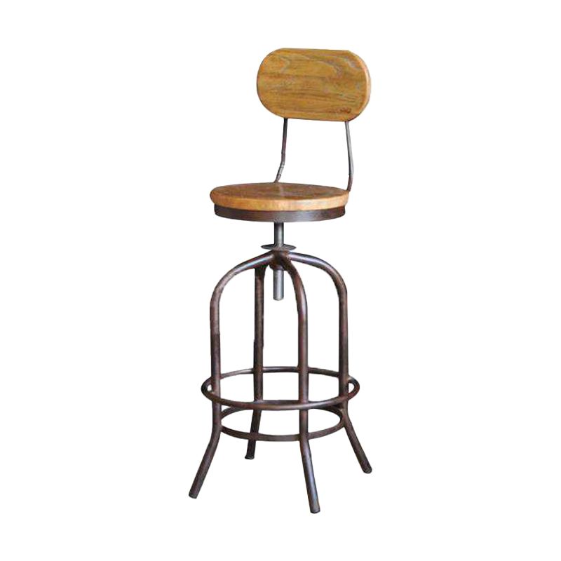 Modern Armless Counter Stool Metal Bar Stool with Wooden Seat