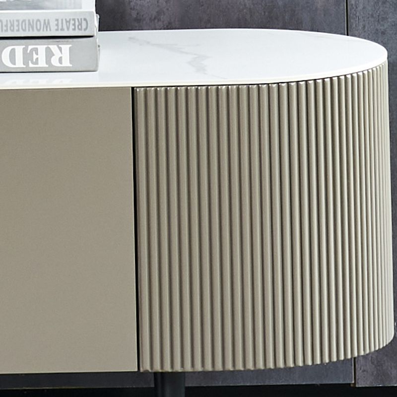 White Slate Bedroom Rectangle and Round Modern Coffee Or End Table with Storage