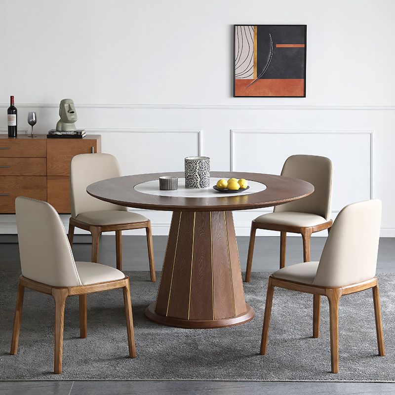 Modern Dining Set 1/4/5/7 Pcs Round Solid Wood Dining Table and Chairs