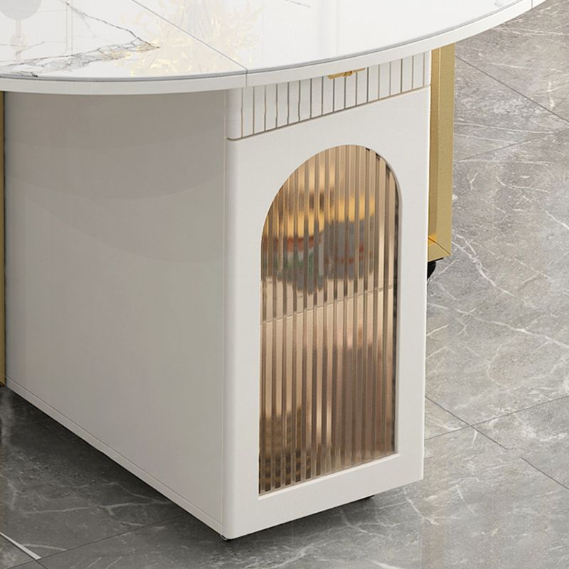 Modern Dining Set 1/3/7 Pcs Sintered Stone Folding Table with Upholstered Chairs