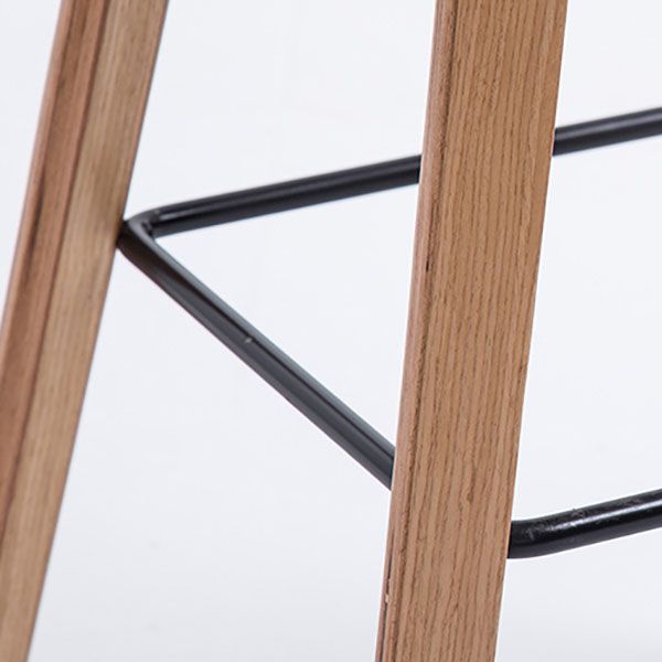 Scandinavian Bucket Stool Plastic Bar Stool with Solid Wood Legs