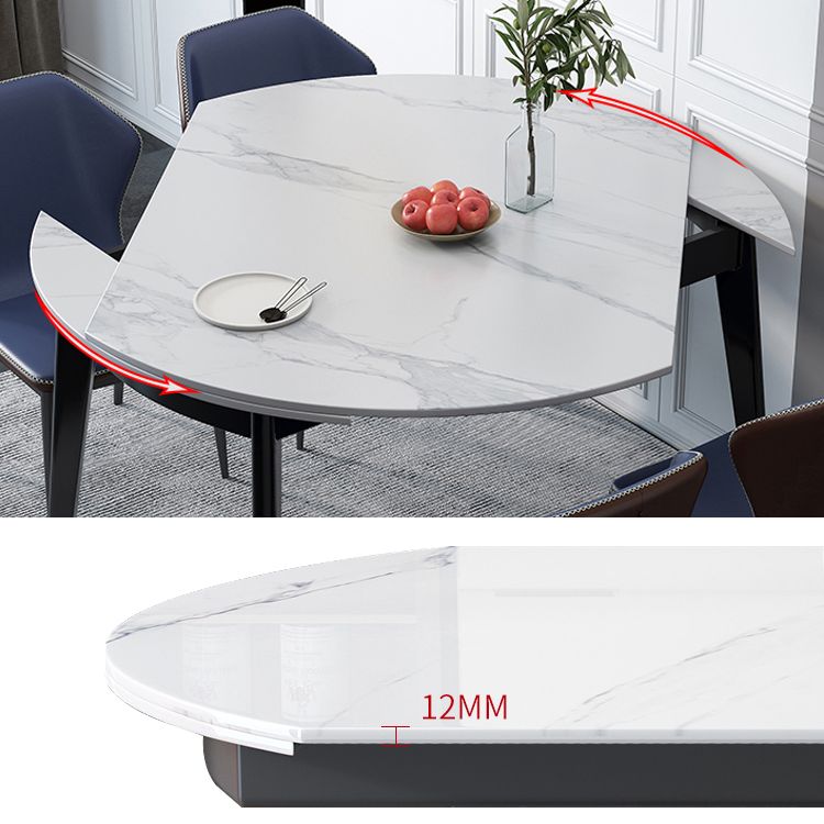 Minimalist White Sintered Stone Table Round Shape Standard Dining Table with 4 Legs Base