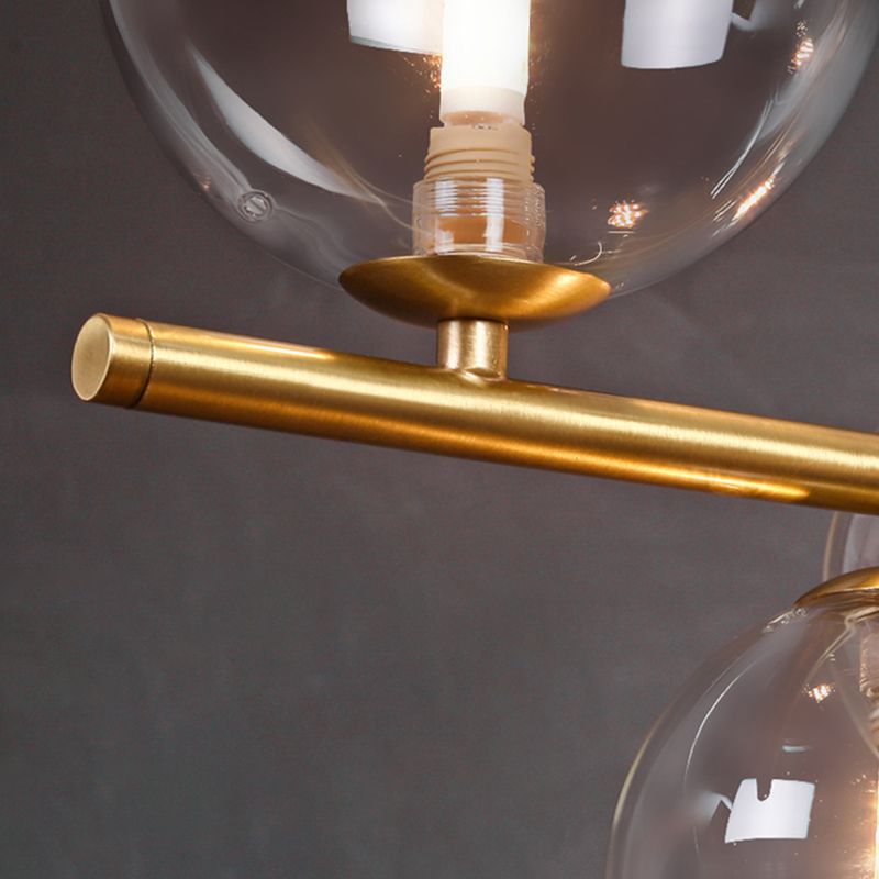 Luz de lámpara de vidrio lineal de iluminación de la isla dorada para el comedor para comedor