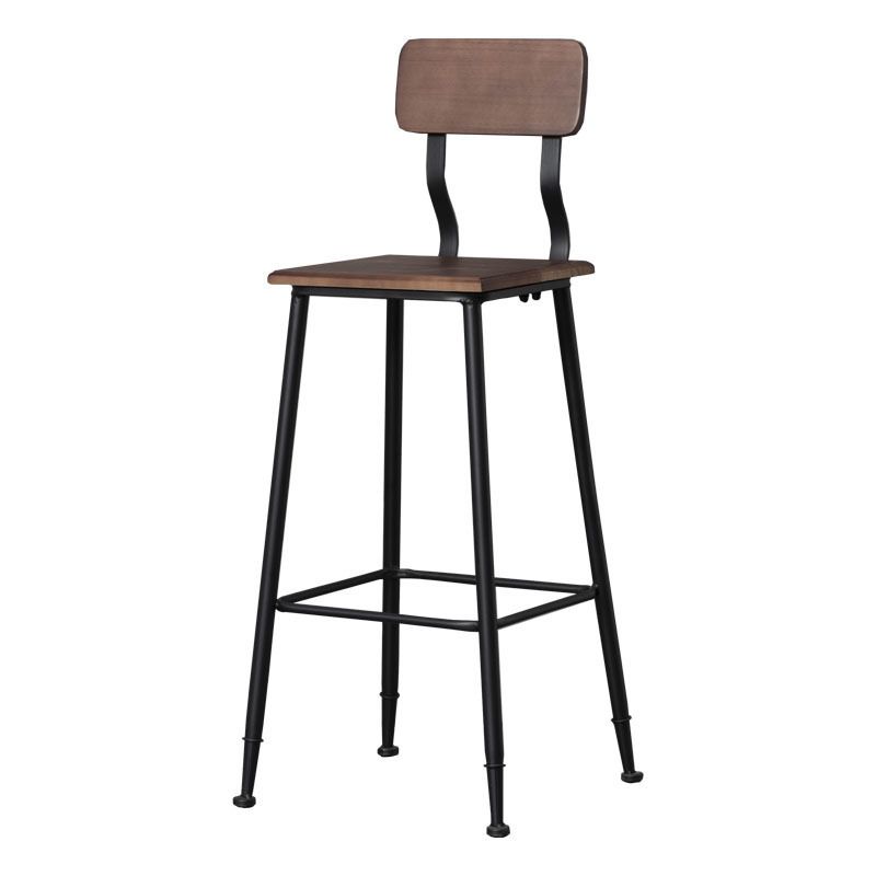 Modern Solid Wood Counter Stool Armless Bar Height Bar Stool with Footrest