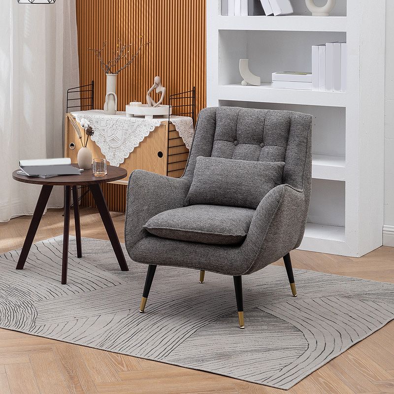 Scandinavian 30.7" Wide Accent Armchair with Basic Four Legs and Tufted Back