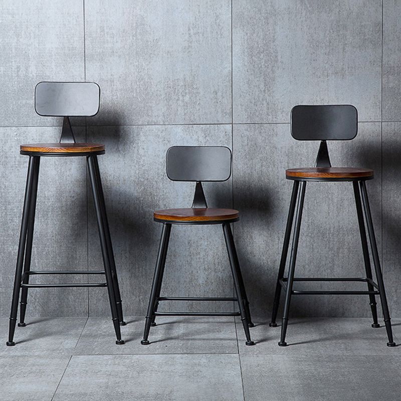 Contemporary Metal Dining Stools Round Bar Stools with Footrest