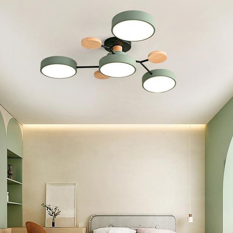 Luz de techo geométrico nórdico colorido LED de montaje de montaje para sala de estar para sala de estar