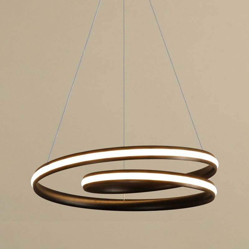 Modern Simplicity LED Hanging Lamp Lacquered Aluminium Linear Chandelier with Silicone Shade