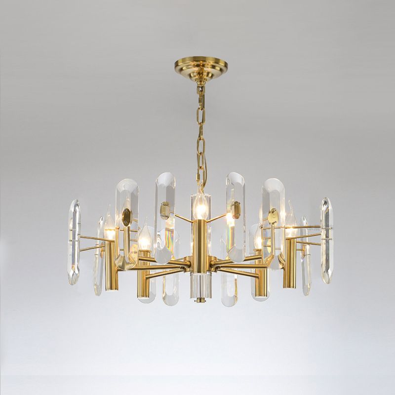 Modern Luxury Hanging Light Crystal Geometric Chandelier for Living Room