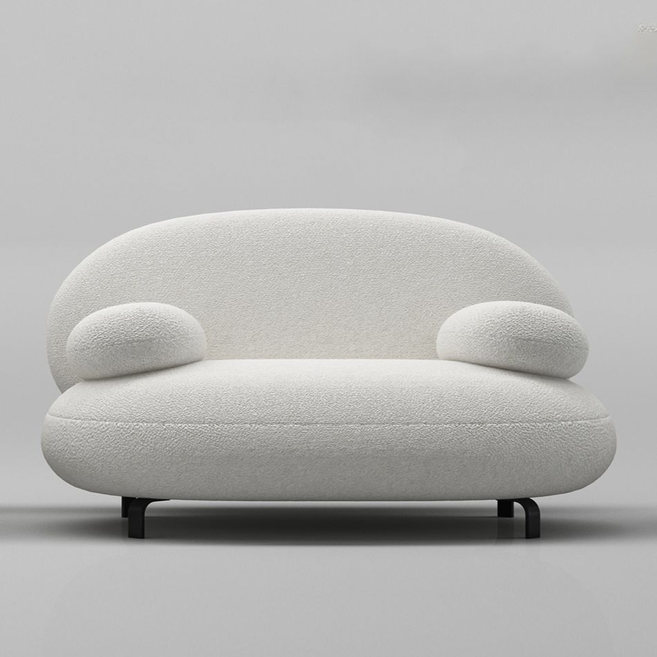 Modern 27.55" H White Wool Pillow Top Arm Sofa for Living Room
