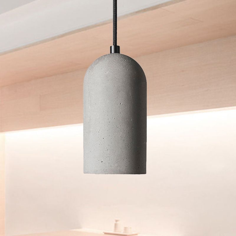 Elongated Dome Cement Down Lighting Factory 1 Bulb Living Room Pendant Ceiling Light in Grey
