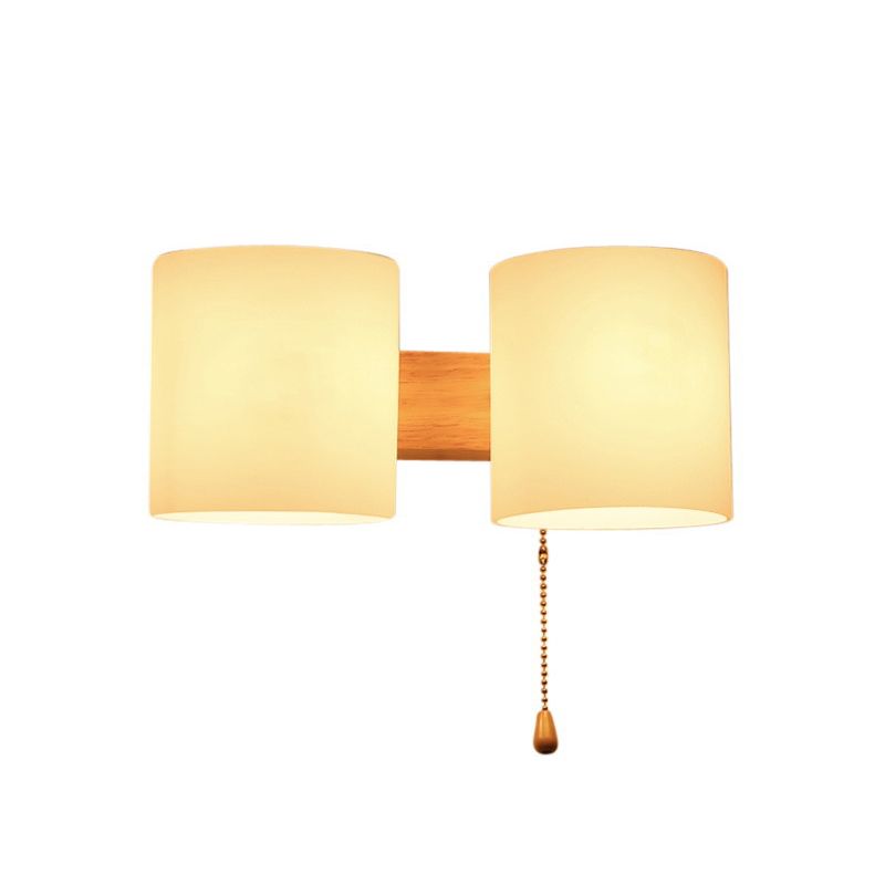 Cylinder Wall Mounted Lamp Postmodern Simplicity Wood Wall Sconce for Living Room