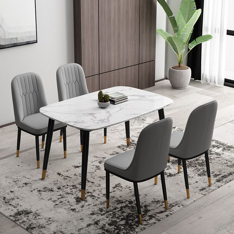Silla de comedor de estilo escandinavo, silla acolchada con respaldo sólido de comedor de metal