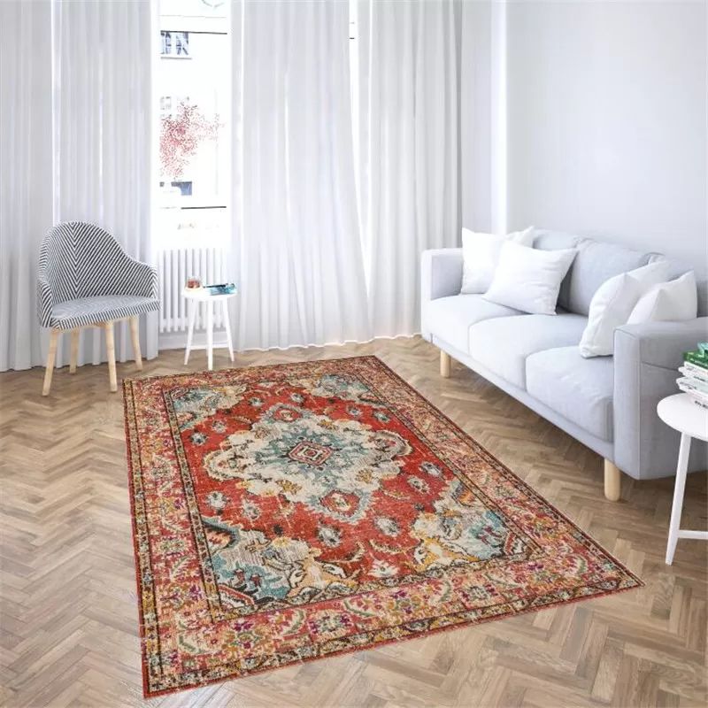Rapis à imprimé de fleurs multicolores Polyster Morocain Area Tapis sans glissement.