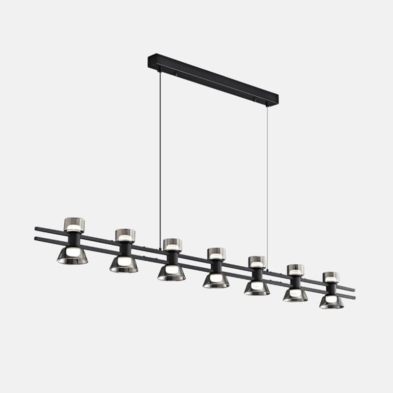 Contemporary Glass LED Hanging Pendant Lights in Black for Dining Room