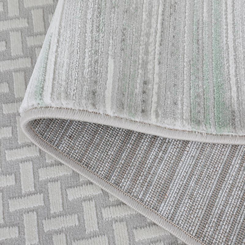 Grey Modern Rug Polyester Line Rug Washable Rug for Living Room