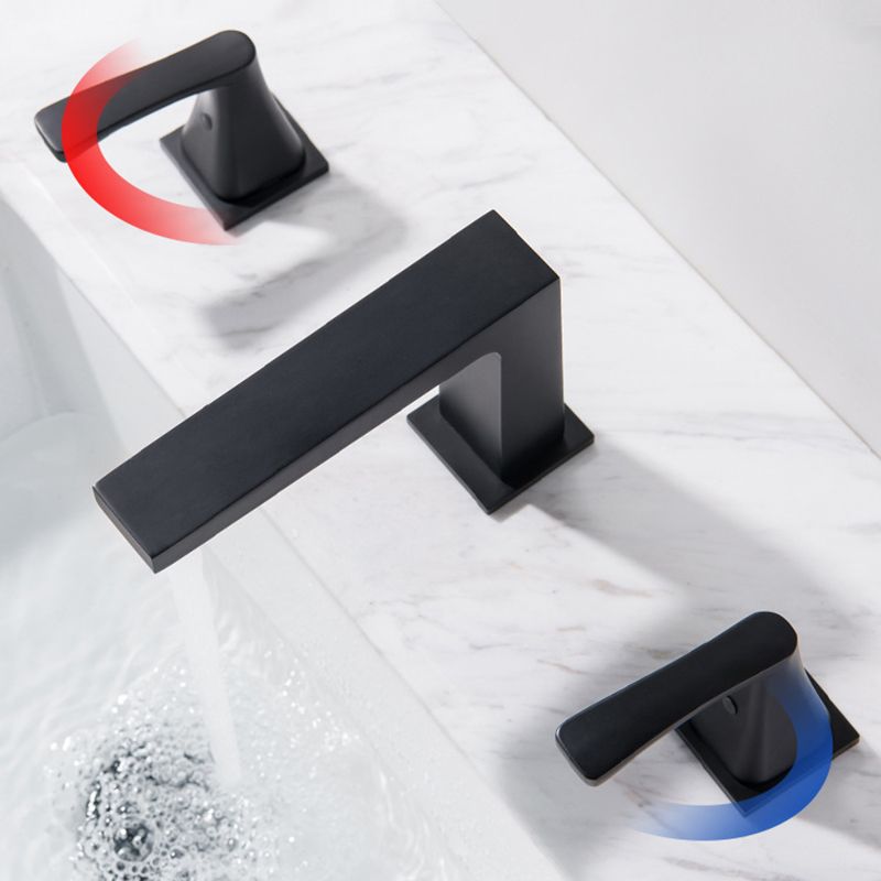 Modern 2-Handle Bathroom Sink Faucet 3 Hole Widespread Bathroom Faucet with Steel