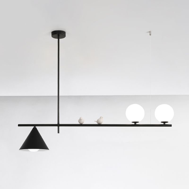 Luces colgantes de globo iluminación de isla de cocina de vidrio contemporánea