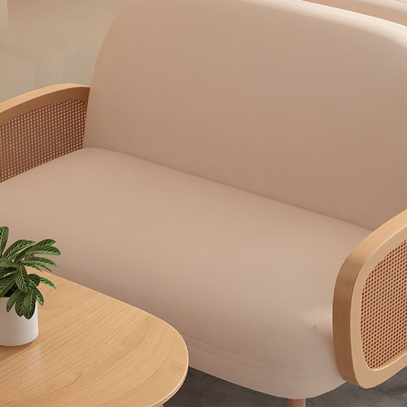 Faux Leather Scandinavian Curved Sofa with Tight Back for Apartment