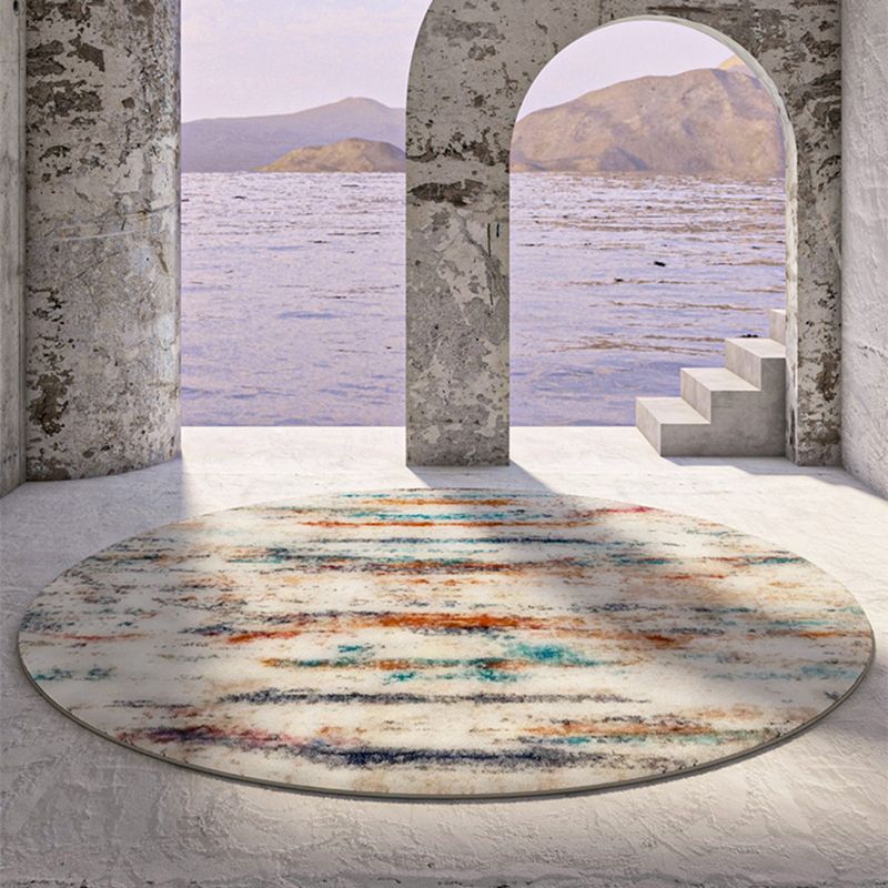 Fancy Modern Area Rug Beige Tie-Dye Pattern Polyester Area Carpet Non-Slip Rug for Living Room