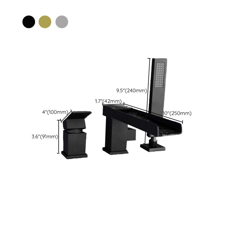 Deck Mounted Copper Roman Tub Faucet Low Arc Bathroom Tub Faucet Set