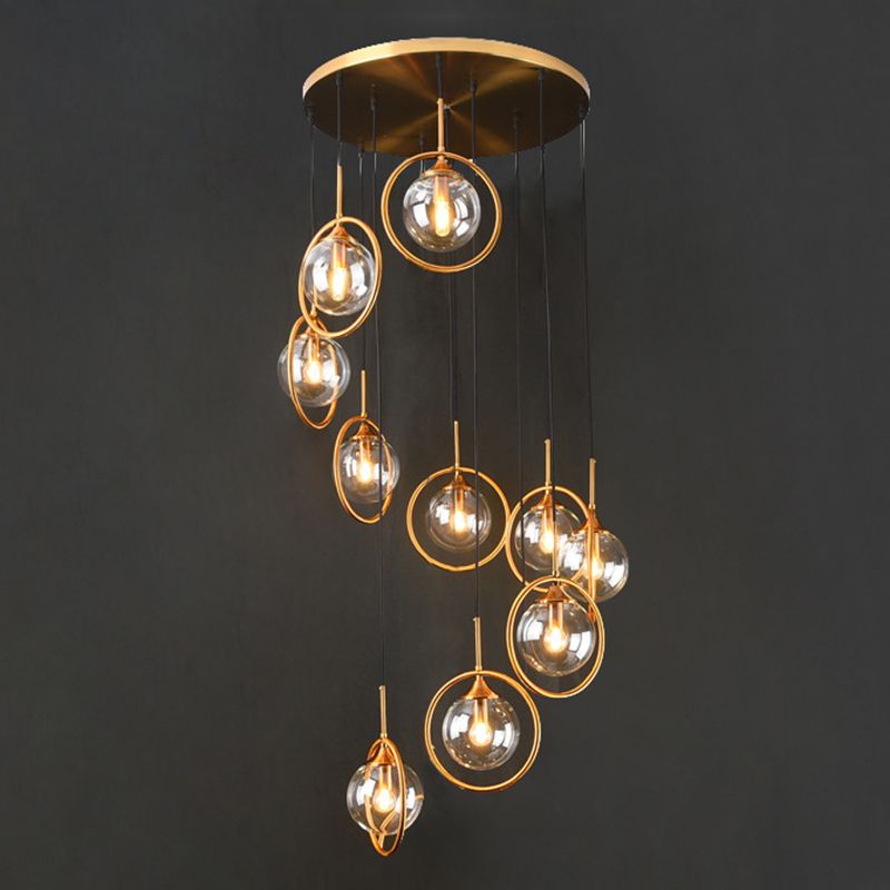 Nordic Style Spiral Ball Hanging Lighting Glas Treppe Multi -Light -Anhänger
