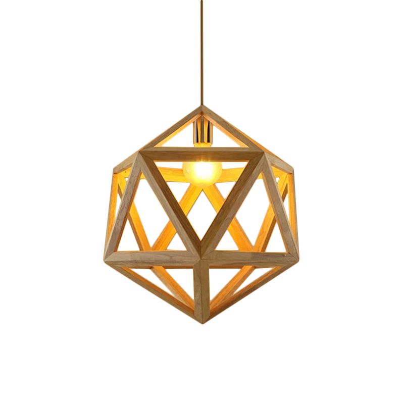 Globe/Oval/Pumpkin Bamboo Pendant Light Modern 1-Light Beige Suspended Lighting Fixture over Dining Table