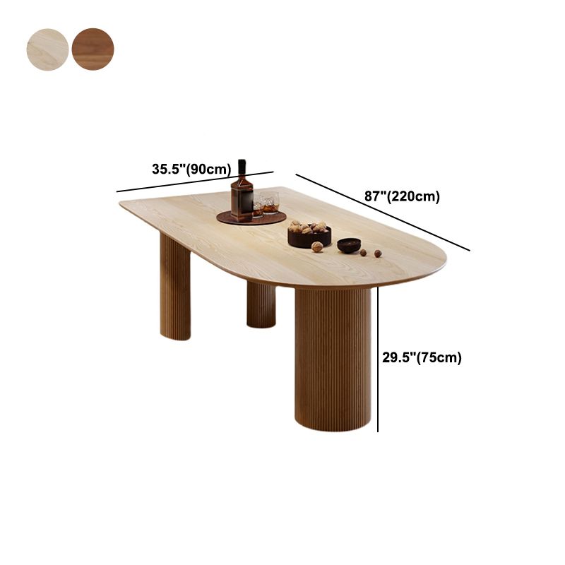 Free Form Wood Dining Table Pinewood Table Contemporary with 3 Legs