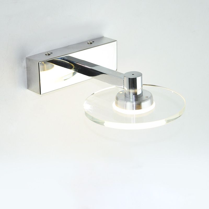 Translucent Crystal Vanity Light Sconce 1 Light Circle Vanity Vanity Lamp for Bathroom