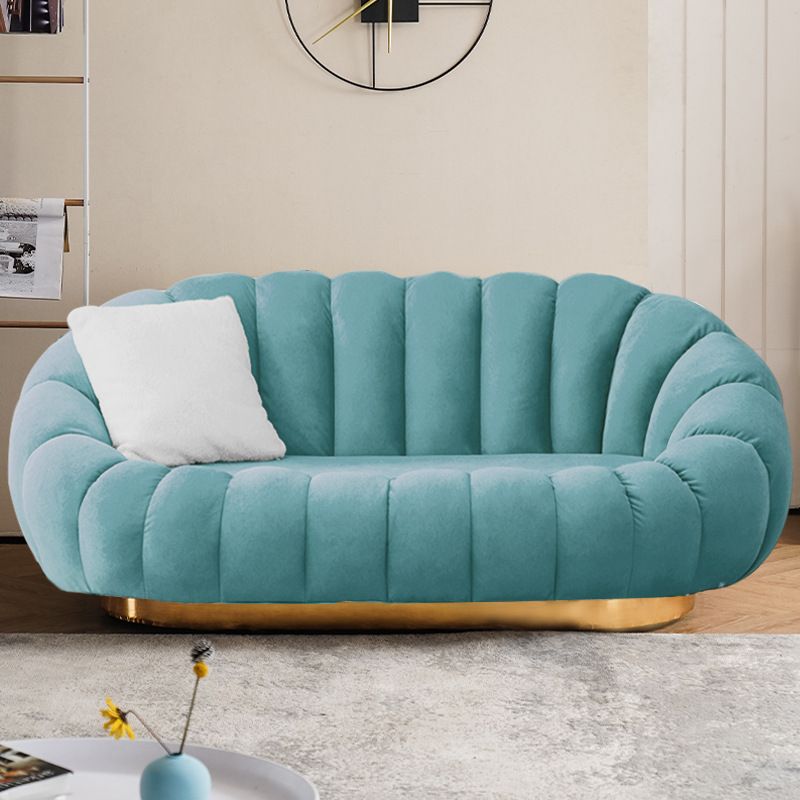 Modern Solid Color Curved Sofa with Sloped Arms for Bedroom Living Room