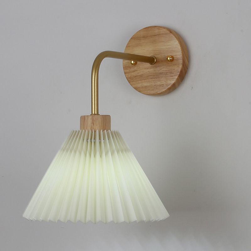 1 Light Flared Wall Mounted Light Fixture Modern Style Wood Wall Sconce Lights in White