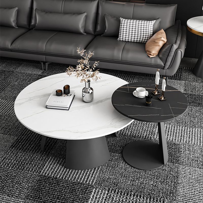 Modern Fixed Top Coffee Table Round Steel Abstract Cocktail Table