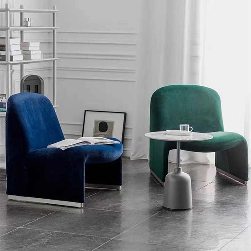 Mid-century Modern Side Chair Armless Fixed Back Accent Armchair for Bedroom