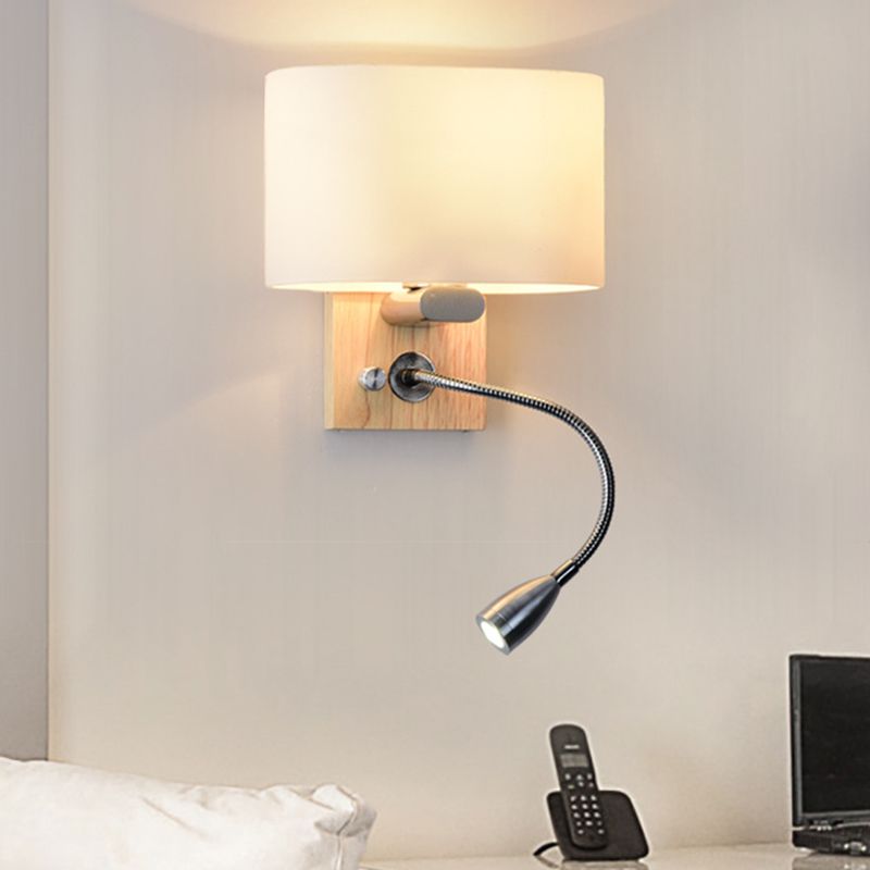 Oval Glass Shade Simplicity Wall Lamp Adjustable Spotlight Design Modern Style LED Bedside Reading Light with Wooden Base