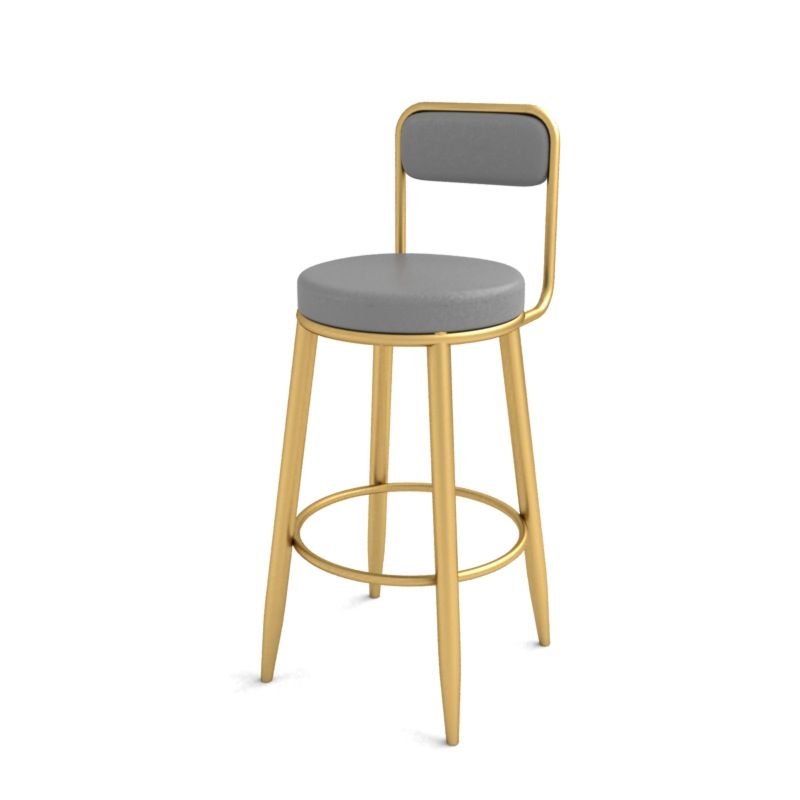 Contemporary Iron Counter Height Stools Low Back Bar Stool for Living Room