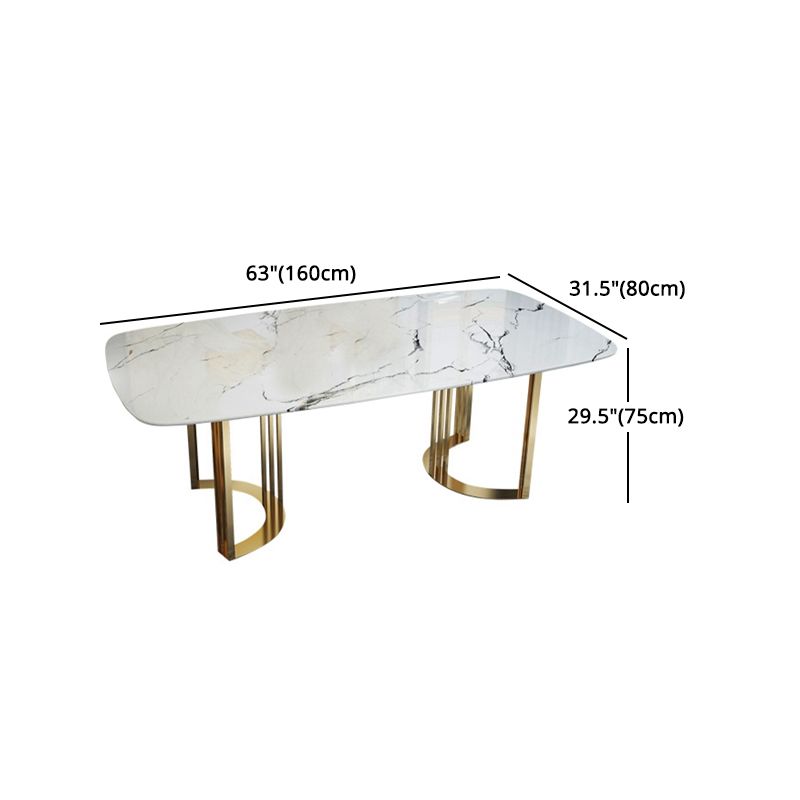 Modern Marble Top Dining Table Set Rectangle 1/4/5/7 Pieces Dining Table with Chairs