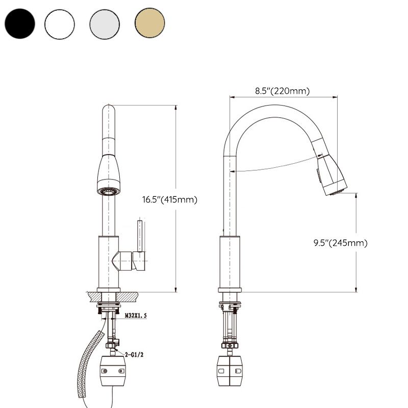 Contemporary Spray Kitchen Faucet Pulldown Sprayer Bridge Faucet