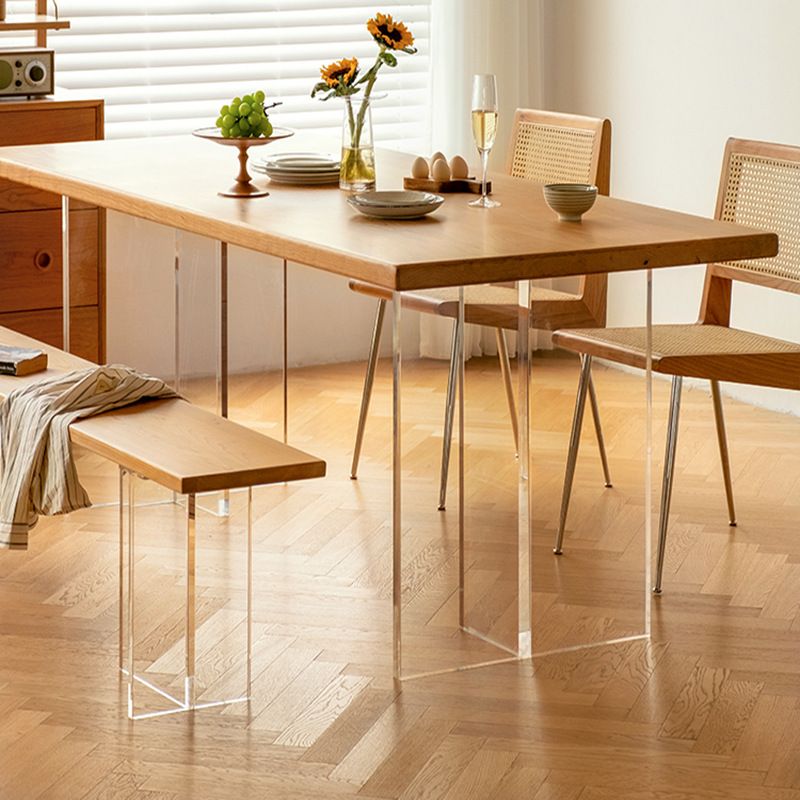 Rectangle Acrylic Base Dining Table Modern Wood Table for Kitchen