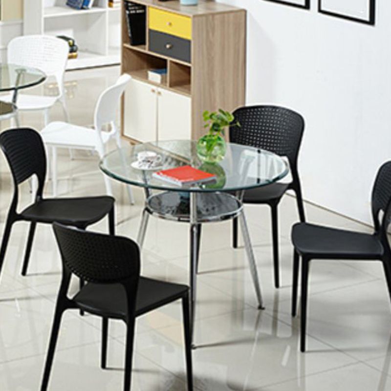 Mesa de comedor con tapa de cristal Mesa de comedor redonda moderna con 3 patas