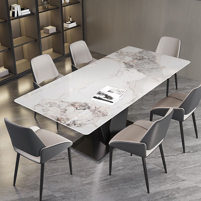 Modern Rectangle Sintered Stone Table Set 1/4/5/7 Pieces Dining Set