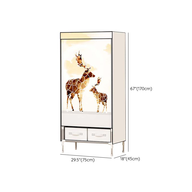 Steel Wardrobe Armoire with Drawer Modern Wardrobe Cabinet for Home