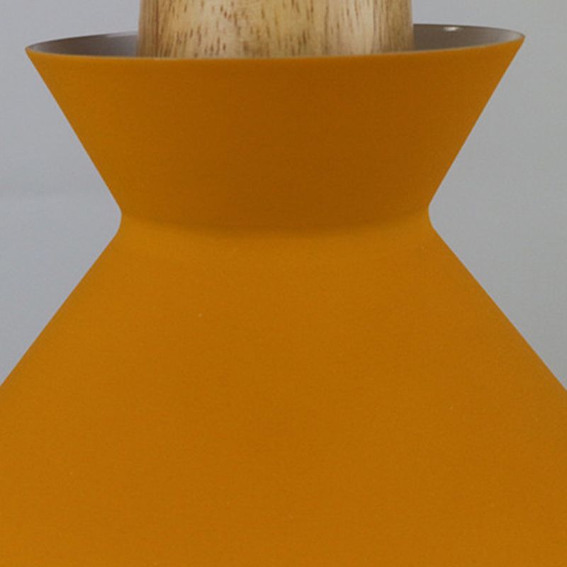 Tonalità in metallo appeso leggero stile nordico 1 ristorante leggero con soffitto a sospensione con top in legno